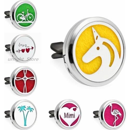 Unicorn 30mm Diffuser Locket Car Vent Clip Air Freshener Aromatherapy Essential Oil Perfume Locket Magnetic Free 10Pads Gift