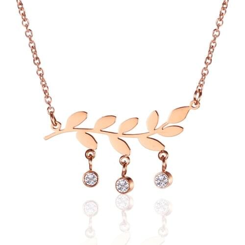 OUFEI Stainless Steel Necklace Fashion Jewelry Bohemian Womens clothing Accessories Long Necklace Leaf Chain Chocker Plant 2019