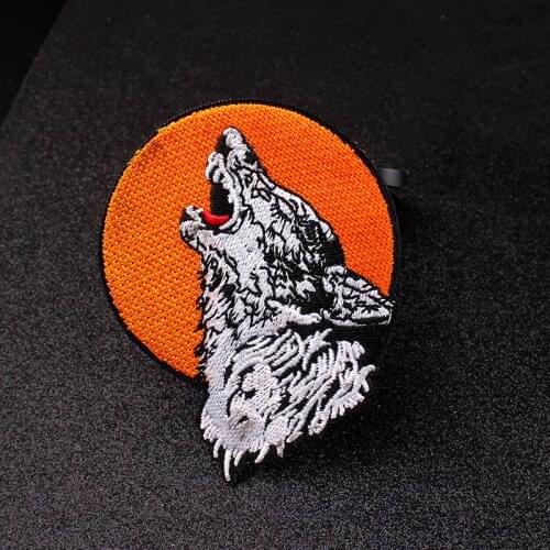 WOLF Moon Patch Iron On Patches For Clothing Punk Biker Patch Motorcycle Embroidered Patches On Clothes Jacket Badge Accessories