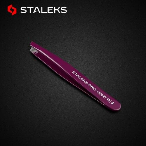 New Professional Violet High Quality Slant Tip Stainless Steel Eyebrow Tweezers Hair Removal Makeup Tool