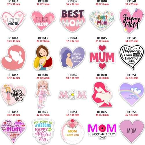 Mothers Day Resin Planar Mum Charms Magic Pink Love Cabochon Printed