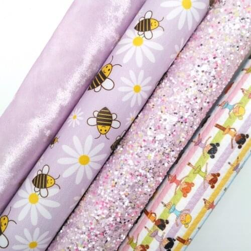 Twinkling Twinkling Purple Chunky Glitter Leather Ballet Dancers Bees Synthetic Faux Leather Fabric Felt Backing 21X29CM KM568
