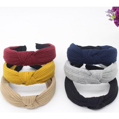 Women Headband Knot Cross Top Knot Elastic Hair Bands Solid Color Cloth Headband Girls Hairband Hoop Female Hair Accessories