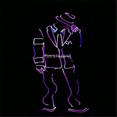 Programmable full color led robot men outfit full Tron dance group outfit MJ Michael perform jacket RGB light clothe dj costume