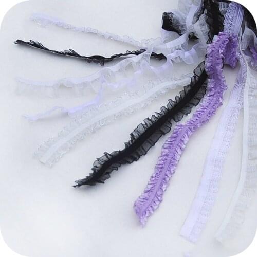 Variety Of Pleated Ruffled Elastic Fine Lace Ribbon Elastic Band Costume Hair Accessories Doll Bed Skirt Handmade DIY Decoration