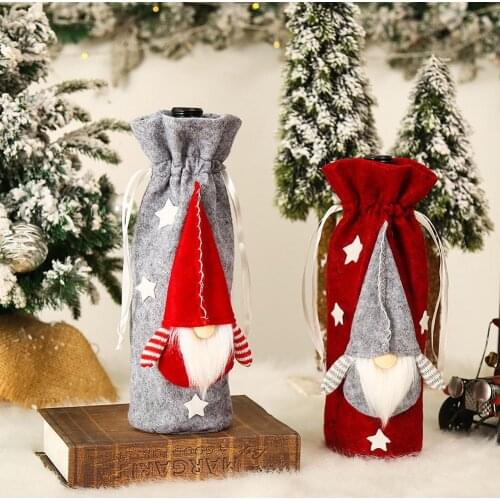 Christmas Wine Bottle Cover Gnomes Doll Merry Christmas Decor For Home Christmas Ornament New Year 2022 Xmas Gifts Navidad Noel