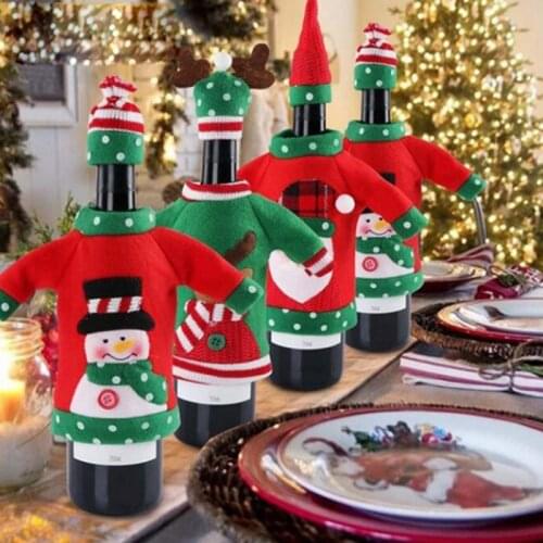 Christmas ornament bottle Cover Christmas Embroidery cartoon bottle cover Christmas decorations