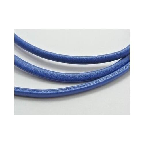 Fashion blue 10 meter diy accessories Beaded wire Flat Soft PU Leather Jewelry Cord 4X2mm cord craft decorative rope bead