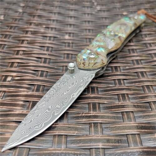 Mini Folding Tactical Knife Hunting Pocket Knives Damascus Stainless Steel Tools Multitool for Outdoor Survival, Camping and EDC