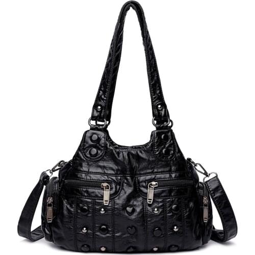 Womens Bags 2020 Fashion New Shoulder Bag Leather Vintage Washed PU Crossbody Bag Tote Bag Torebka Damska Sac A Main Women Bag