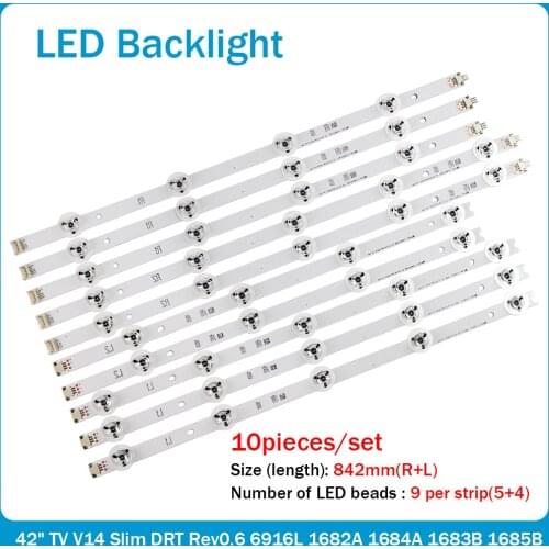 1set=10pcs LED strip For LG 42'' TV 6916L-1683B 6916L-1685B 6916L-1682A 6916L-1684A 42LB700V 42LB671V 42LB720V 42LB730V 42LB690V