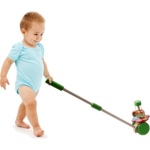 Spinning Butterfly Wooden pole walking trolley for infants and baby early learning pedestrian toys for kids Early Teaching