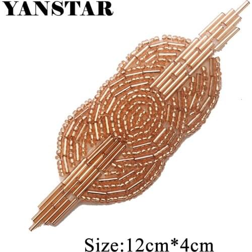 YANSTAR 50PCS Rose Gold Handmade Rhinestones Appliques Sewing On For Wedding Dresses Belt Sashes Bridal Gown Accessories YS941