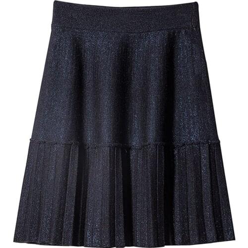 Skirts Womens 2020 Knitting A-Line Mini Stretch Vintage High Waist Women Winter Skirt Faldas Jupe Femme Saia