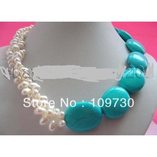 Jewelry 001299 Genuine Natural White Baroque Pearl Necklace