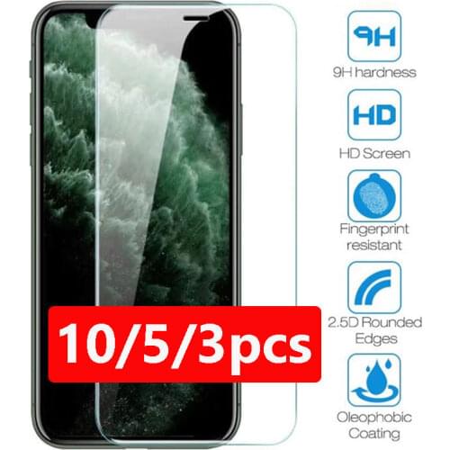 5pcs 10pcs Tempered Glass Protector For iPhone 12 Mini 11 Pro Max X XS MAX XR 6 6s 7 8 Plus 5s SE 2 2020 Screen Protective Film