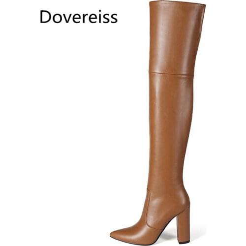 Winter For Woman New Fashion Sexy Consice Pure color Pointed toe New Block heels Over the knee boots Chunky Heels 34-43