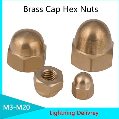 1/50 Pcs GB923 M3 M4 M5 M6 M8 M10 M12 M14 M16 M18 M20 Brass Cap Hex Nuts Decorative Dome Head Cover Semicircle Acorn Nut