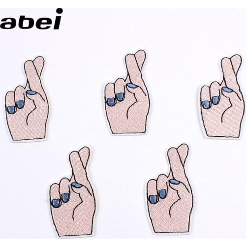 10pcs/lot Embroidered Gesture Sticker for Garments Decors Iron On Sew On Clothes Patch DIY Patchwork Craft Jeans Pants Appliques