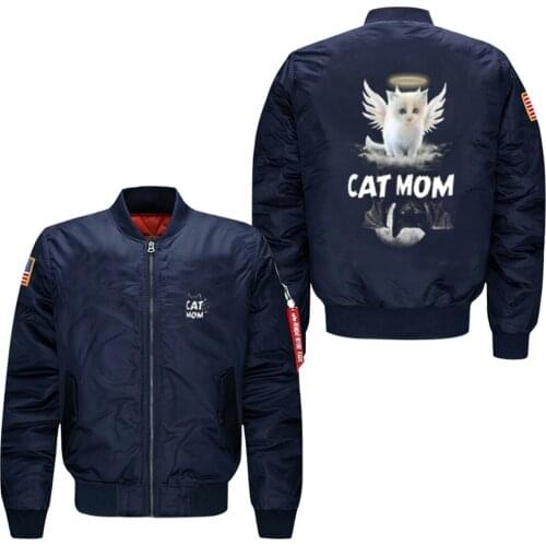 2018 spring autumn mom cat wings printed flight jacket man cartoon pattern veste militaire homme jacket USA size