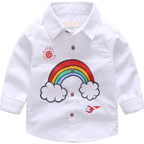 2019 New Arrival Enfant Boys Girls Shirts Cute Rainbow Pattern Cotton Children Clothes Long Sleeve Kids Blouses Boys Girls Shirt