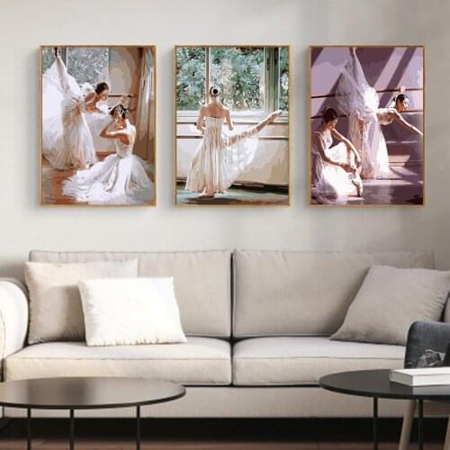 3 Pcs/Set Frame Picture DIY Painting by Numbers Ballet Dancer Girl Drawing by Numbers Unique Gift Coloring Wall Acrylic