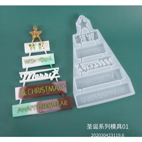 4pcs DIY Resin Crystal Epoxy Mould Listed Christmas Tree Snowman Pendant Bag Decoration Resin Silicone Mould Christmas Mold