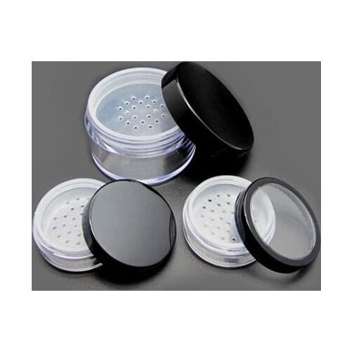 50pcs/lot 10g Plastic Cosmetic Jar Empty Loose Powder Vial With Sifter Portable Travel Container