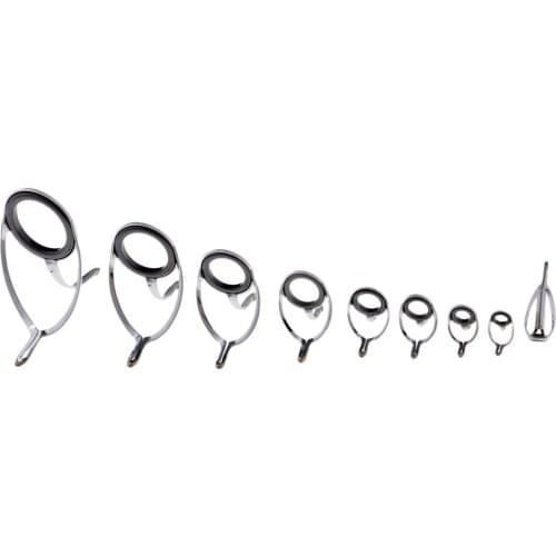 9 Pcs 6 Sizes Fishing Rod Guide Tip Top Ring Pole Fishing Rod Repair Kit Set