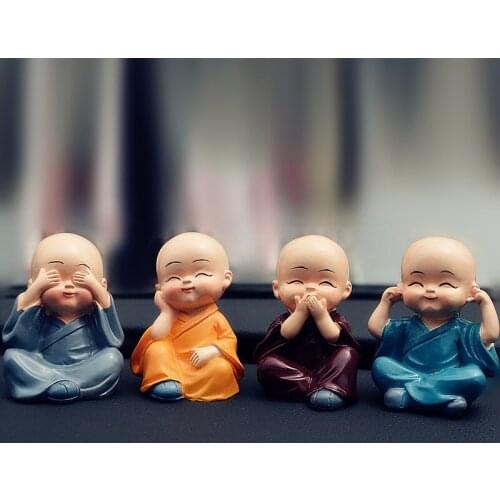 Little Monk Car Accessories Interior Buddha figurines Car Ornaments Lovely Toy Car Decoration Cute Car Decor 4pcs in One Box