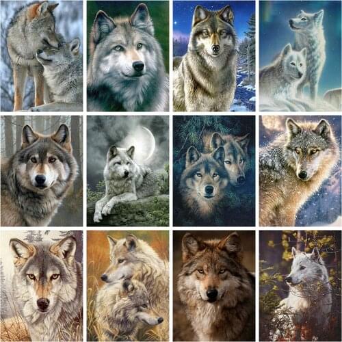 5d Full Square/Round Diamond Painting Wolf Cross Stitch Kit Embroidery Animals Mosaic Sale Rhinestone Pictures Home Decoration