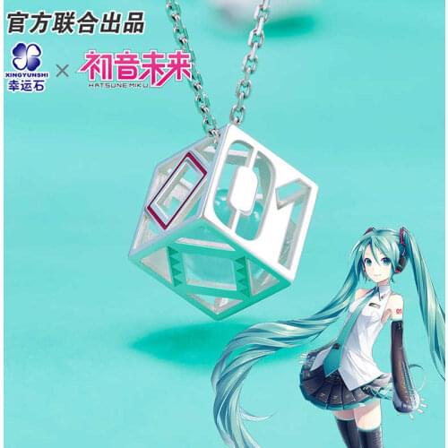 Hatsune Anime Miku Necklace 925 Sterling Silver Pendant Manga Role Action Figure Cosplay Vocaloid New Trendy Gift