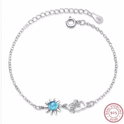 Authentic 100% 925 Silver Bracelets Women Sun Cloud Charms Bracelet Genuine Silver Chain Girl Fine Jewelry
