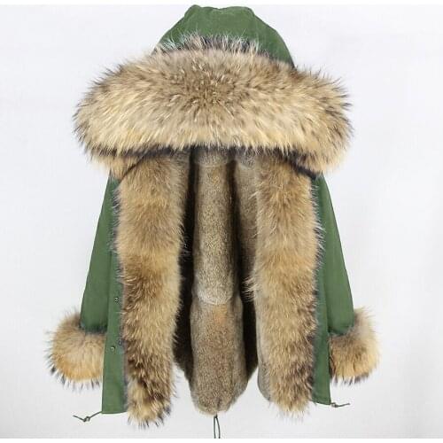 Brand Real Fur Coat Parkas Long Parka Winter Jacket Women Raccoon Fur Collar Rabbit Fur Liner Brand Luxury Streetwear Thick New