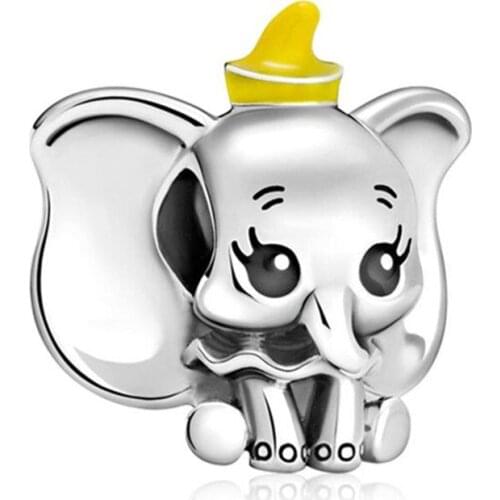 1Pcs New Cute Baby Elephant Pendant DIY Beads Suitable for Original Pandora Charm Bracelet Ladies Jewelry Making Gifts