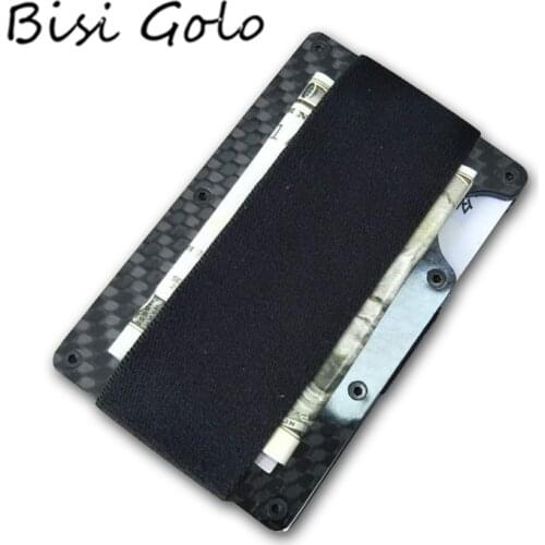 BISI GORO 2020 Metal Men Mini Card Holder Carbon Fiber Black ID Credit Holder Wallet Card Case Wallets RFID Anti-chief ID Holder