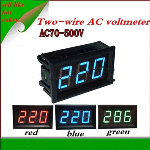 Digital Voltmeter voltage Meter Tester Monitor Home Use Voltage Display w/ 2 Wires Red 0.56 inch LED AC 70-500V