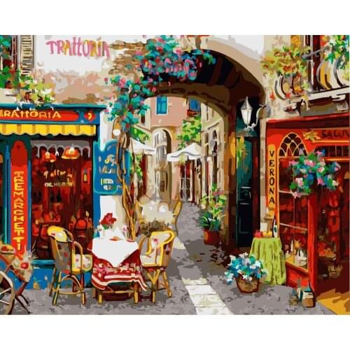 Cioioil-C547 Street Food Restaurant Painting By Numbers Canvas Painitng Home Wall Art Picture Coloring By Numbers