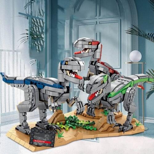 Dinosaur Jurassic Dino World Park Velociraptor Building Blocks Tyrannosaurus Rex DIY Model Bricks Assemble Toys Boys Adult Gift