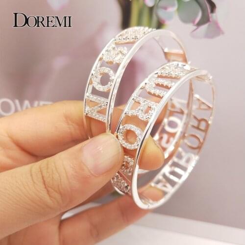 DOREMI Custom Zircon Name Bangles Closed Personality 9MM Letters/Numbers Custom Bracelet Jewelry Custom Bracelet & Bangle Women