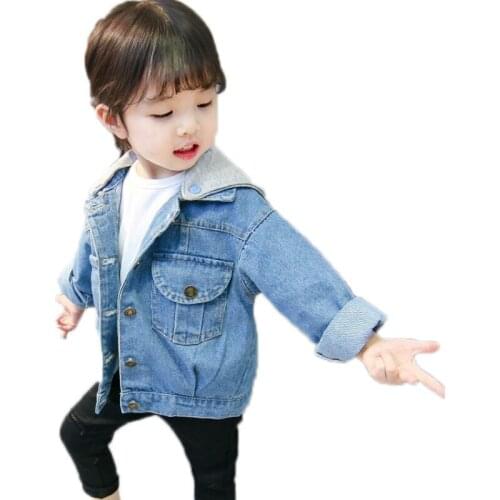 Girls jeans outwear kids jackets for girls solid long sleeve solid children denim jackets and coats removable hooded girl jacket