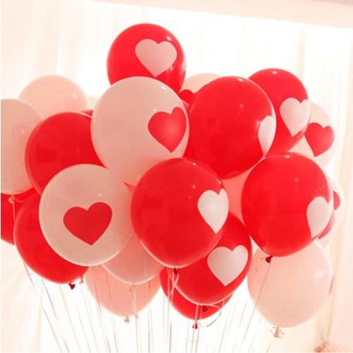 12-Inch 20pcs/lot Heart emulsion Balloons For Couples Printed Romantic decoration balloon wedding party decoration Free Shipping