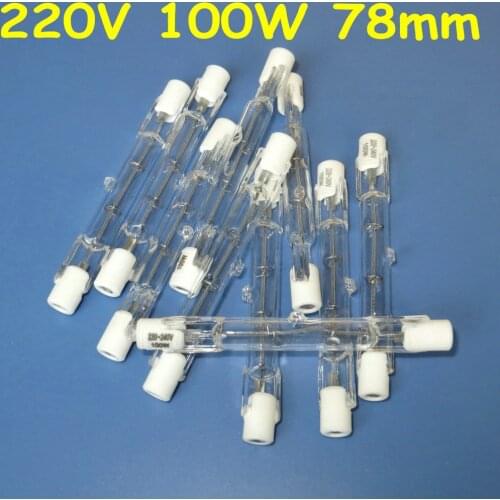 10Pcs HALOGEN LIGHT BULB 220-240V 100W 100 WATT J TYPE T3 78mm (R7s) Halogen Bulbs
