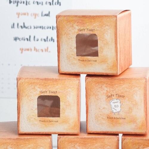 Toast Box Rectangular Yellow Bread Container With Mid-Window Portable Plastic Loaf Holder Baking Packaging 15pcs Paper Bread Box