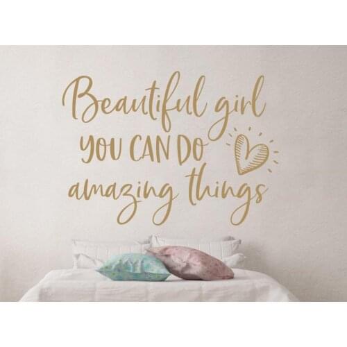 Beautiful girl you can do amazing things Decal Girl Wall Decals Bedroom Wall Posters Vinyl Art Quote Stickers Home Decor A463