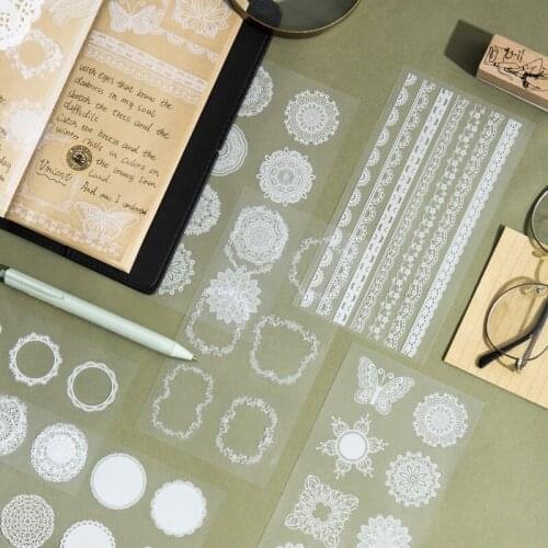 4pcs/Pack Clear Round Butterfly Flowers Scrapbooking PVC Lace Sticker For DIY Stationery Diary Mobile Decoration Envelope Seal