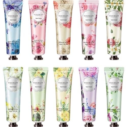 Cute hand cream natural plant flower essence beautiful design long lasting smooth moisturizing hand gel HF180