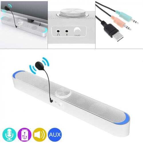 SADA V-198 Multi-media Soundbars Speaker Phone Computer Universal Mini Strip Speaker Stereo Surround Sound with Microphone