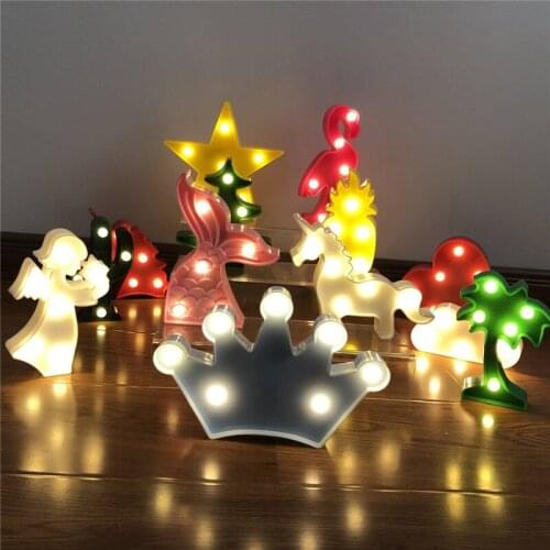 Cartoon Night Lights Unicorn/Flamingo/Cactus/Pineapple/Cloud/Star/Shell/Heart LED Table Lamp For Childrens Bedroom Decoration
