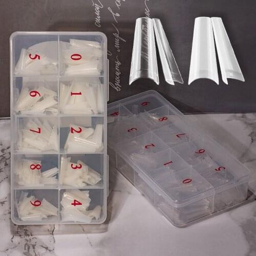 500pcs/Box Nail Tips French Coffin Tips Transparent Acrylic UV Gel False Nails Art Tips 100pcs/Bag For Nail Extension Tip